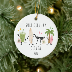 Personalisiertes Surf Girl Era Weihnachtsornament