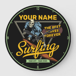 Personalisiertes Surfen Skelettreiten Wellenreiten Große Wanduhr