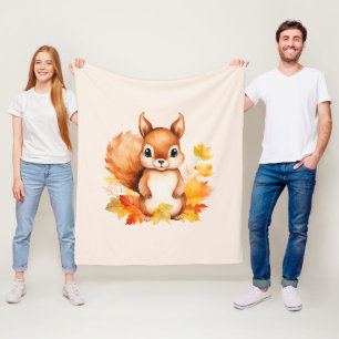 Personalisiertes Süße Tier Eichhörnchen Herbstleaa Fleecedecke