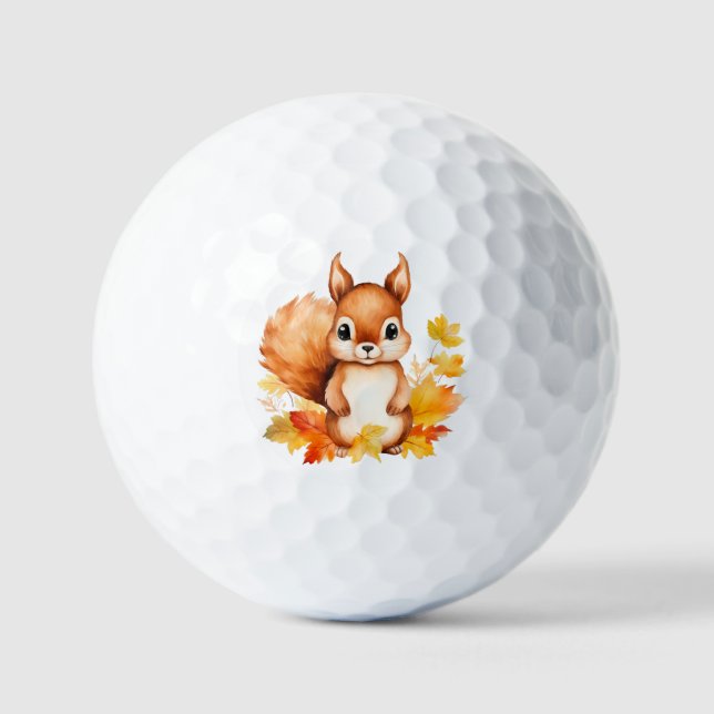 Personalisiertes Süße Tier Eichhörnchen Herbstleaa Golfball (Vorderseite)
