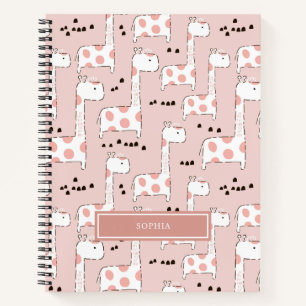 Personalisiertes Süße Tier Rosa Giraffe Muster Notizbuch