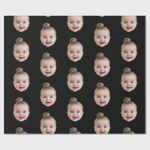 Personalisiertes süßes Babygesicht-Foto-Mama-Papa- Geschenkpapier