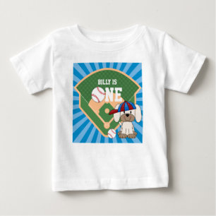 Personalisiertes süßes Baseball-Hundebaby 1. Gebur Baby T-shirt