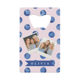 Personalisiertes Süßes Blaubeer-Aquarell-Geschenk Geldbeutel Flaschenöffner