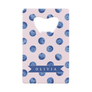 Personalisiertes Süßes Blaubeer-Aquarell-Geschenk Geldbeutel Flaschenöffner