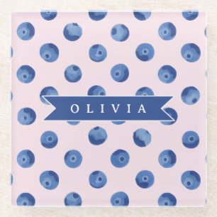 Personalisiertes Süßes Blaubeer-Aquarell-Geschenk Glasuntersetzer