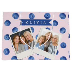 Personalisiertes Süßes Blaubeer-Aquarell-Geschenk Große Geschenktüte