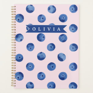 Personalisiertes Süßes Blaubeer-Aquarell-Geschenk Planer