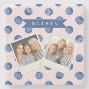 Personalisiertes Süßes Blaubeer-Aquarell-Geschenk  Steinuntersetzer