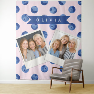 Personalisiertes Süßes Blaubeer-Aquarell-Geschenk Wandteppich