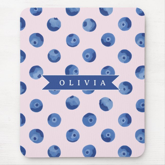 Personalisiertes Süßes Blaubeer-Wasserfarben-Gesch Mousepad (Vorne)