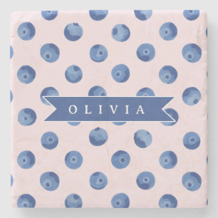 Personalisiertes Süßes Blaubeer-Wasserfarben-Gesch Steinuntersetzer