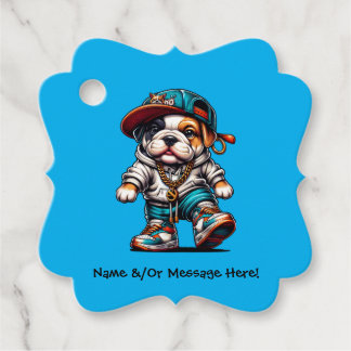 Personalisiertes Süßes-Bulldogge-Welpen-Geschenk Geschenkanhänger