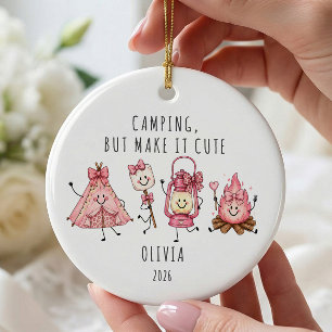 Personalisiertes süßes Camping-Mädchen  Keramik Ornament