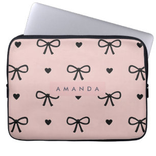 Personalisiertes Süßes Chic Rosa Schleife- und Her Laptopschutzhülle