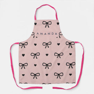 Personalisiertes Süßes Chic Rosa Schleife- und Her Schürze