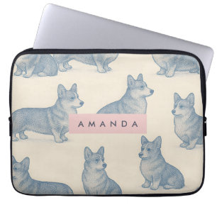 Personalisiertes Süßes Corgi Muster Laptopschutzhülle