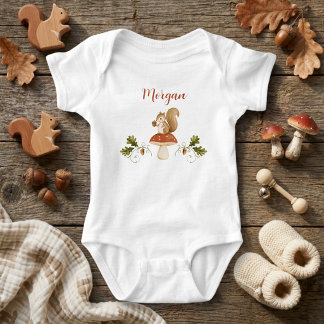 Personalisiertes Süßes Eichhörnchen Wald Geschlech Baby Strampler