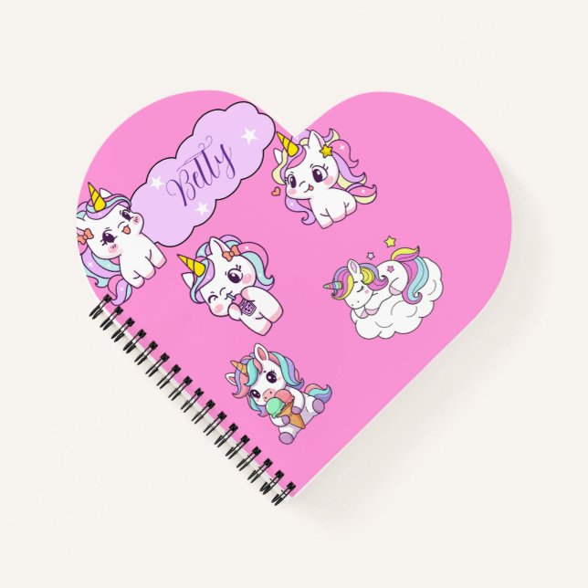 Personalisiertes süßes Einhorn  Notizbuch (Vorderseite)