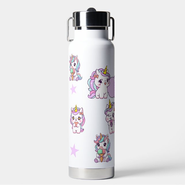 Personalisiertes süßes Einhorn Trinkflasche (Vorderseite)