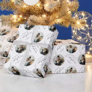 Personalisiertes süßes elegantes Kreis-Foto-Weihna Geschenkpapier