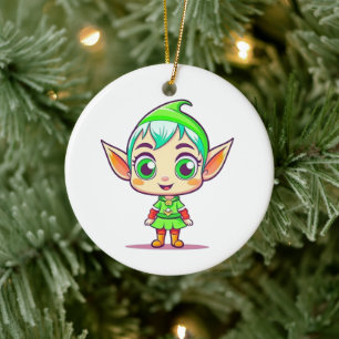 Personalisiertes süßes Elf-Christmas Keramik Ornament