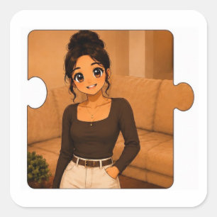 Personalisiertes süßes Familien-Sticker-Paket Quadratischer Aufkleber