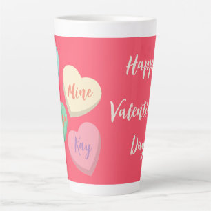 Personalisiertes süßes Herz Valentinstag Latte Tas Milchtasse