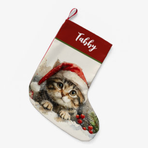 Personalisiertes süßes Kätzchen Katze Kleiner Weihnachtsstrumpf