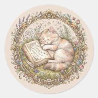 Personalisiertes süßes Katzen-Exlibris Runder Aufkleber