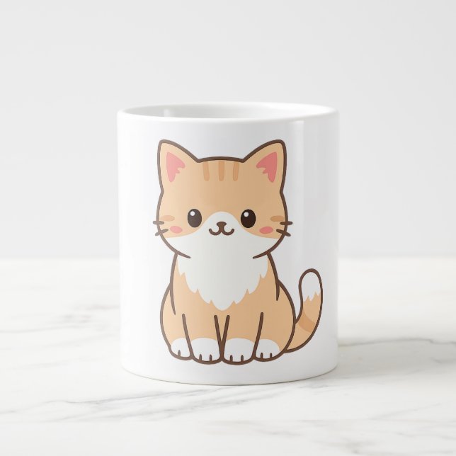 Personalisiertes süßes Katzen-Geschenk – Minimales Jumbo-Tasse (Vorderseite)