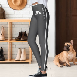 Personalisiertes süßes Katzen-Haustier Grau-Weiß-G Leggings