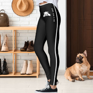 Personalisiertes süßes Katzen-Haustier Schwarz-Wei Leggings