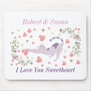 Personalisiertes süßes Katzen-Valentinsgeschenk fü Mousepad