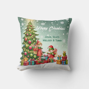 Personalisiertes süßes kleines Elf-Christnachtsfot Kissen
