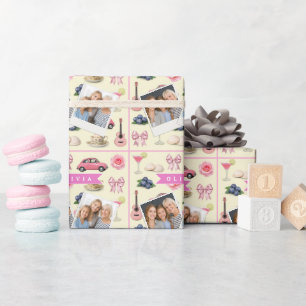 Personalisiertes Süßes Koketten-Rosa-Koktailband Geschenkpapier