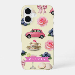 Personalisiertes süßes Koketten-Rosa-Koktailband iPhone 16 Hülle
