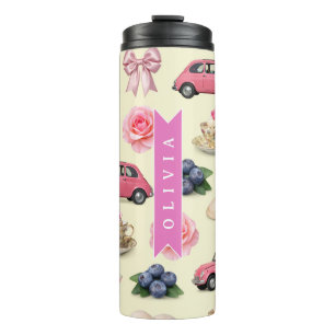 Personalisiertes Süßes Koketten-Rosa-Koktasschleif Thermosbecher
