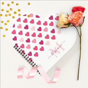 Personalisiertes Süßes Mädchen-Rosa-Herzen-Liebe Notizbuch