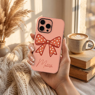 Personalisiertes süßes, mädchenhaftes Gingham-Schl iPhone 16 Pro Max Hülle