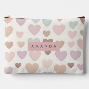 Personalisiertes Süßes Minimal Herz Pastell Zubehörtasche