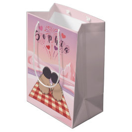 Personalisiertes süßes Pinguin-Valentins-Picknick Mittlere Geschenktüte