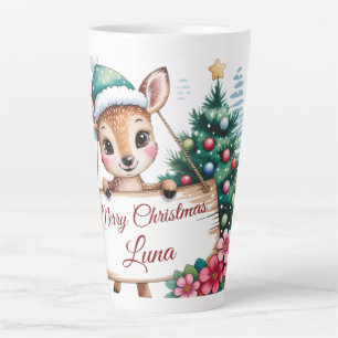 Personalisiertes süßes Rehkitz Frohe Weihnachten Milchtasse