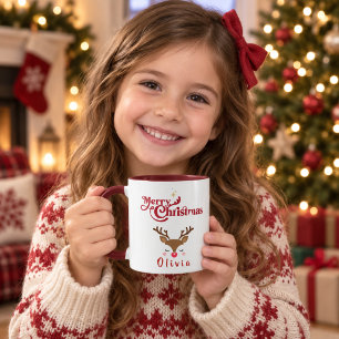 Personalisiertes süßes Rentier Frohe Weihnachten Tasse