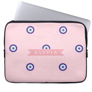 Personalisiertes süßes rosa böse Auge individuelle Laptopschutzhülle