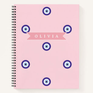 Personalisiertes süßes rosa böse Auge individuelle Notizbuch