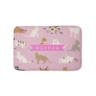 Personalisiertes süßes rosa Katzenmuster-Geschenk Badematte