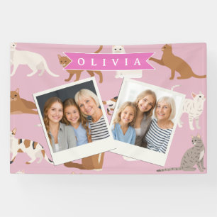 Personalisiertes süßes rosa Katzenmuster-Geschenk Banner