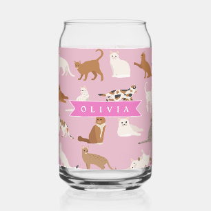 Personalisiertes süßes rosa Katzenmuster-Geschenk Dosenglas
