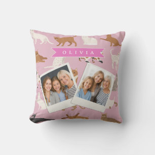 Personalisiertes süßes rosa Katzenmuster-Geschenk Kissen